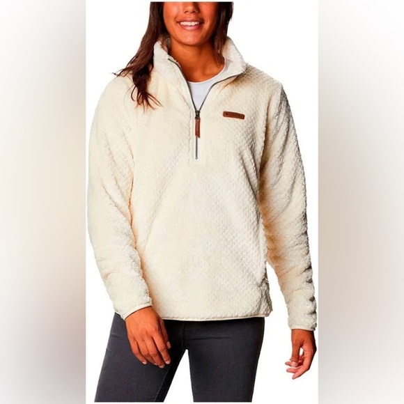 Columbia Fireside 1/4 Zip Sherpa Fleece Pullover Off White Chalk Color - Picture 1 of 13